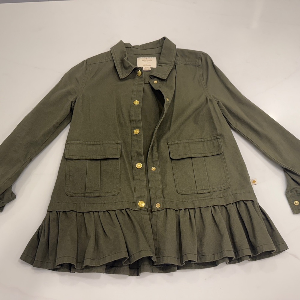 Kate Spade Olive Green Jacket with Gold Accents